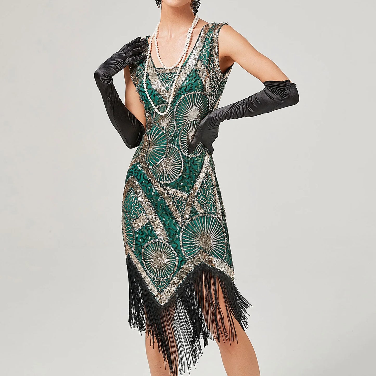Vintage 1920s Flapper Great Gatsby Dress O-Neck Sleeve Sequin Fringe Party Midi Dress 2024 Summer Dress Vestidos