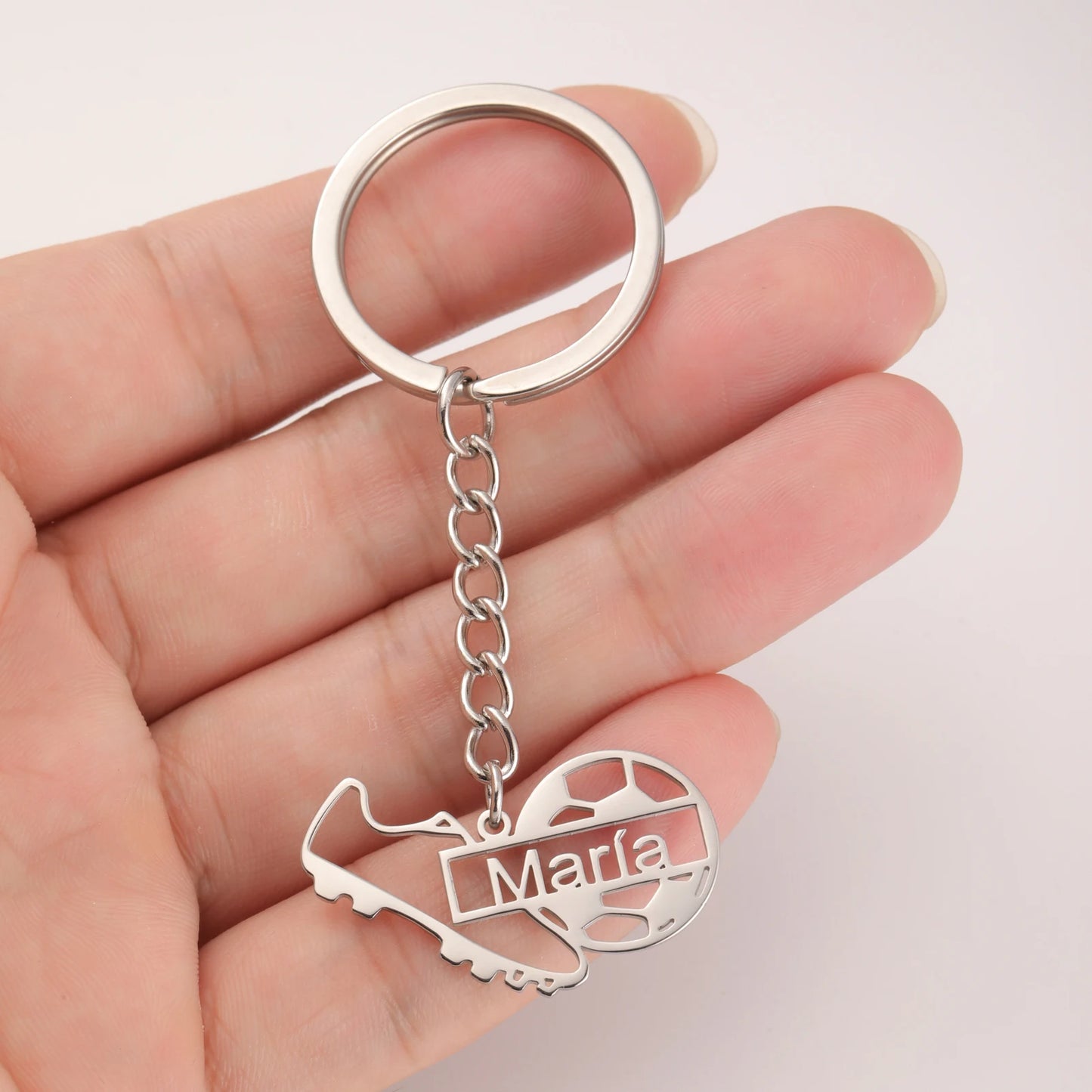 Custom Name Football Soccer Shoes Keychain Car Keyring Stainless Steel Bag Accessories for Football Lover Personalized Jewelry