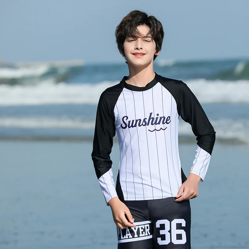 2022 Girls Boys Rashguard Wetsuit Diving Suit 3 Pcs Swimsuit Sports Long-sleeve Pants Surfing Big Children Sunscreen Swimwear