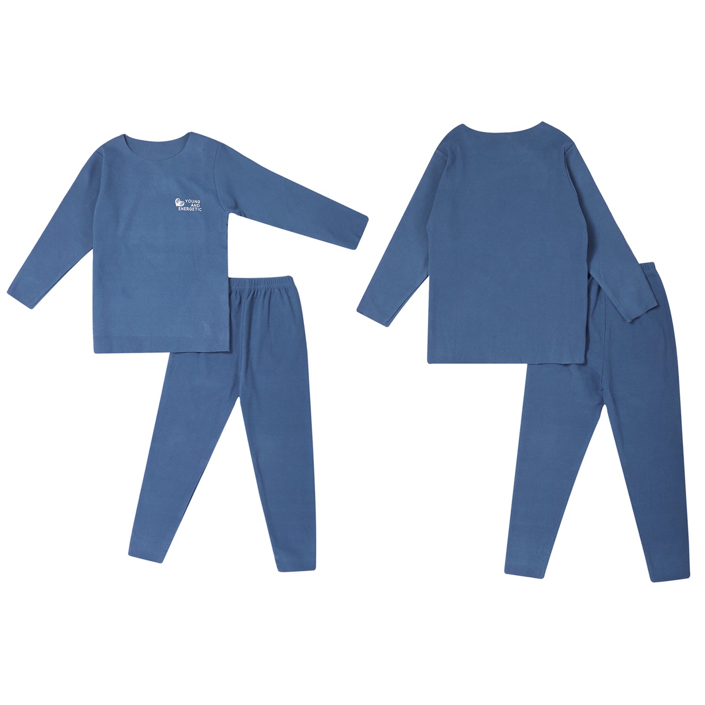 Autumn Kids Girls Boys Solid Color Thermal Underwear Set Loungewear Homewear Round Neck Long Sleeve Tops with Pants Leggings