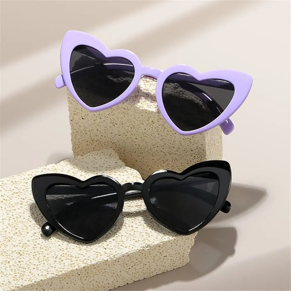 Heart-Shaped Sunglasses Vintage Trendy Street Shooting Shades UV Protection Irregular Fashion Pink Heart Sun Glasses for Women