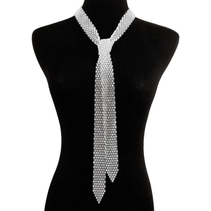 Tie Exaggerated Rhinestones Temperament Necklace Modern City Trend Necklace