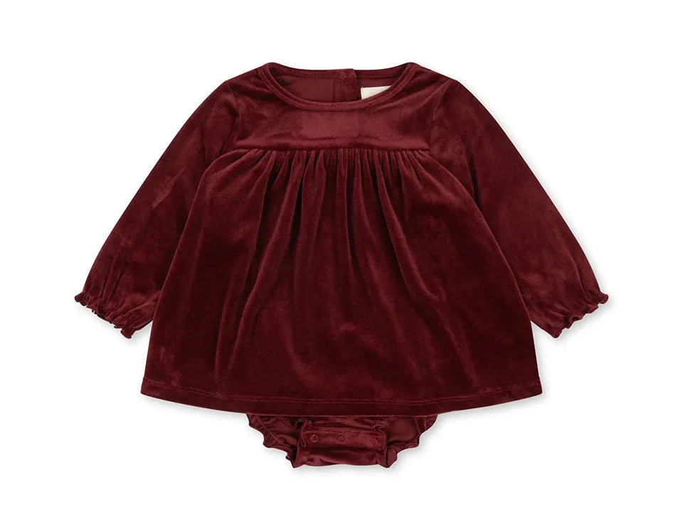 KS AW Children's Clothing Toddler Girls Velvet Patchwork Mesh Dresses Newborn Baby Christmas Rompers Lace Jumpsuit Climbing Suit