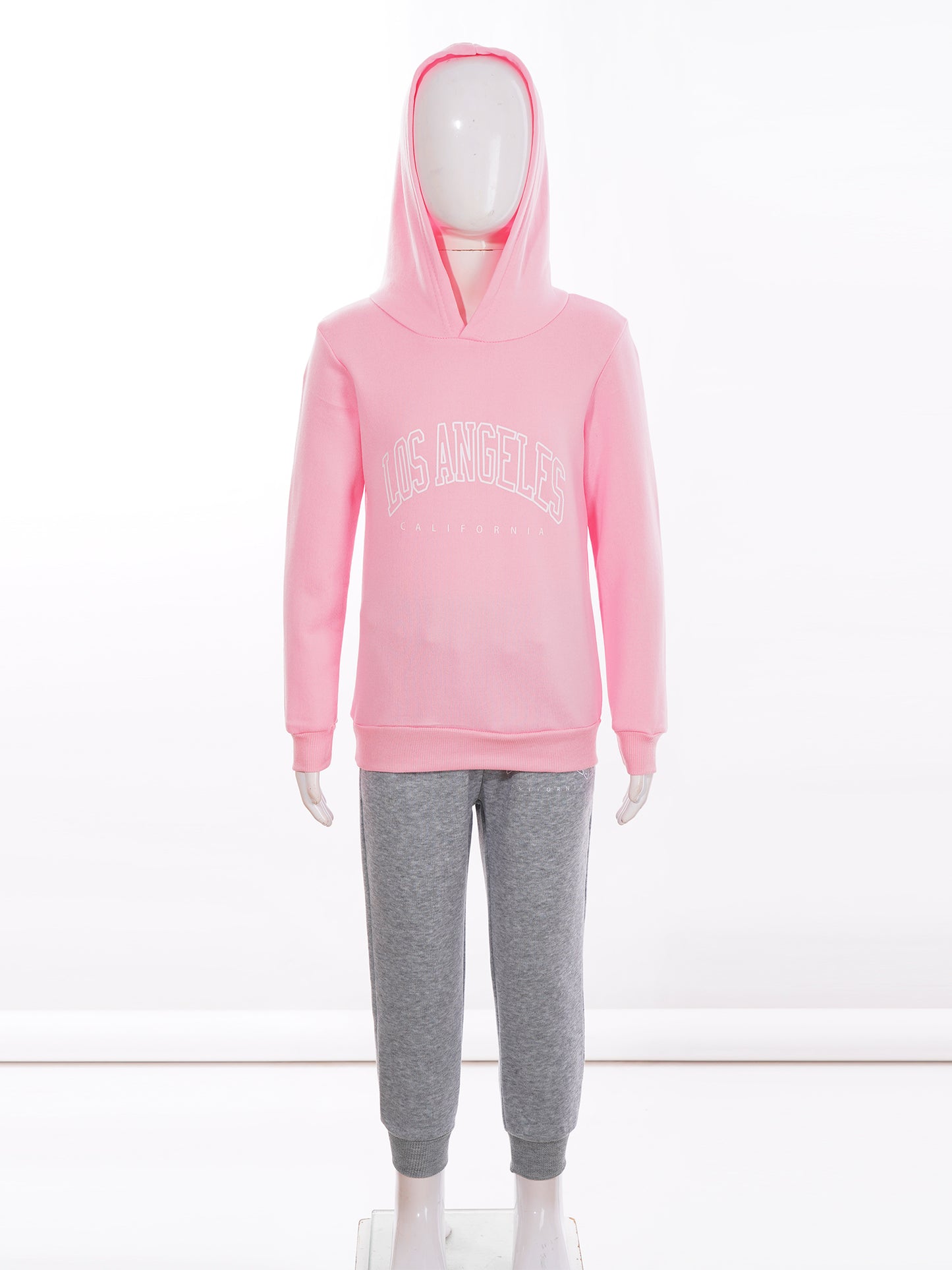 Kids Boys Girls Letter Printed Sport Suit Tracksuit Long Sleeve Hooded Pullover with Elastic Waistband Pants