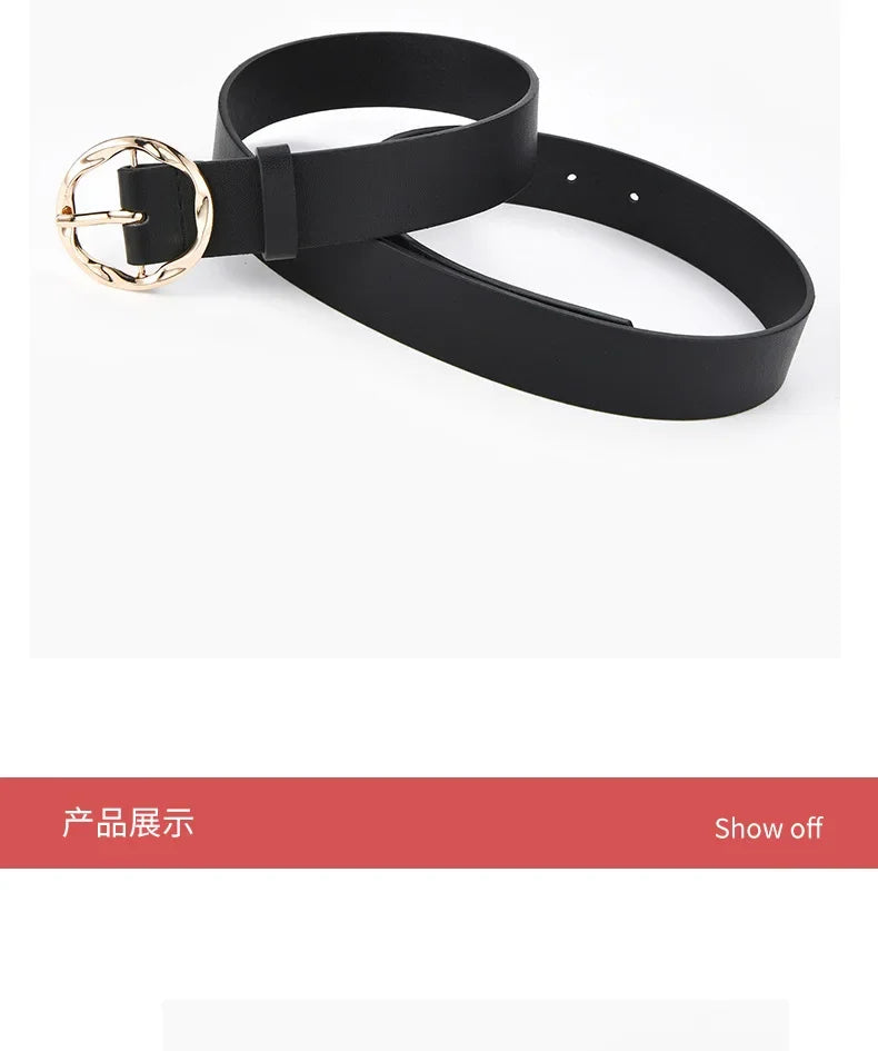 2023 New Women  Leopard Snake Zebra Pattern Snakeskin Cos Skin Cricle Pin Golden Buckle Belts for Dress Jeans Suits