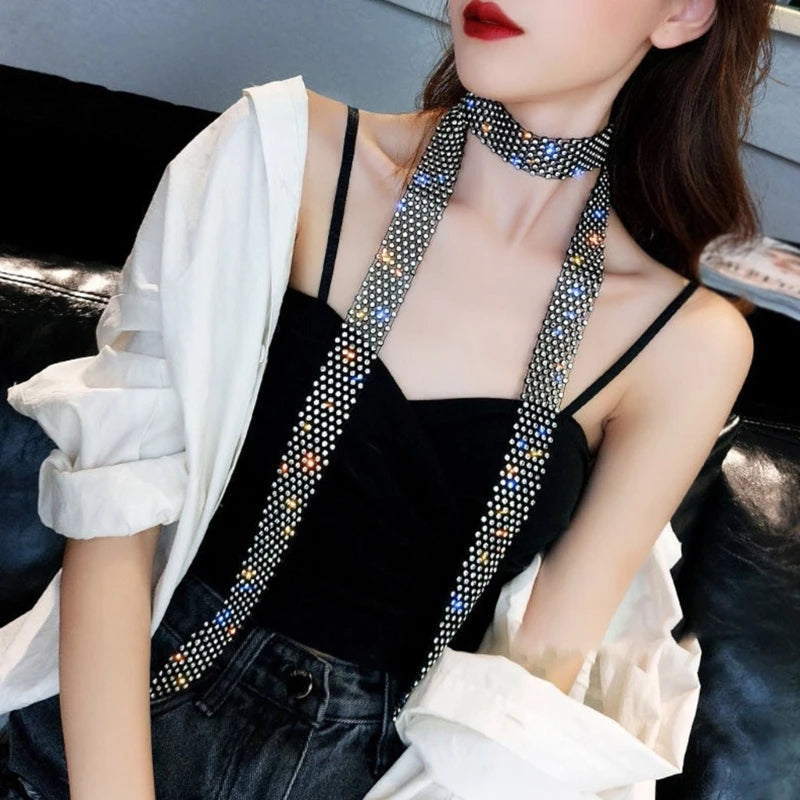 Tie Exaggerated Rhinestones Temperament Necklace Modern City Trend Necklace