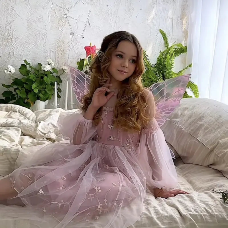 Elegant Baby Girl Princess Cotton Lace Floral Dress Infant Toddler Child Embroidery Tulle Vestido Party Summer Baby Clothes 2-9Y