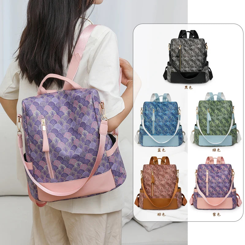 Anti Theft Design Women's Backpack Fashion PU Leather Backpack School Bags for Teenagers Girls Large Volume Leisure Travel Bag