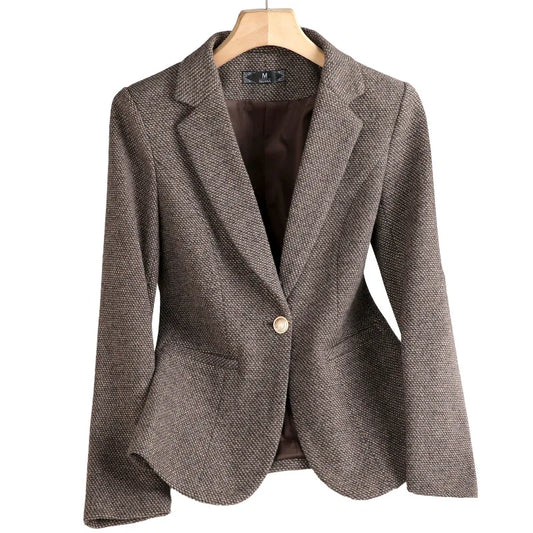 Women Casual (BlzSuit) Long Sleeve Slim Blazer Temperament Coat Fashion 2024 New Spring Autumn Ladies Office Suit Jacket Female Outerwear