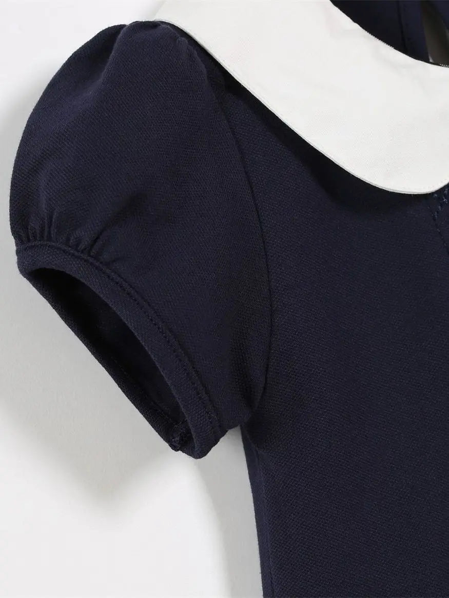 High-End Girls Dress Mori Style Elegant College Style Princess Dress Summer Maillard Girl Short Sleeve Skirt Western Style