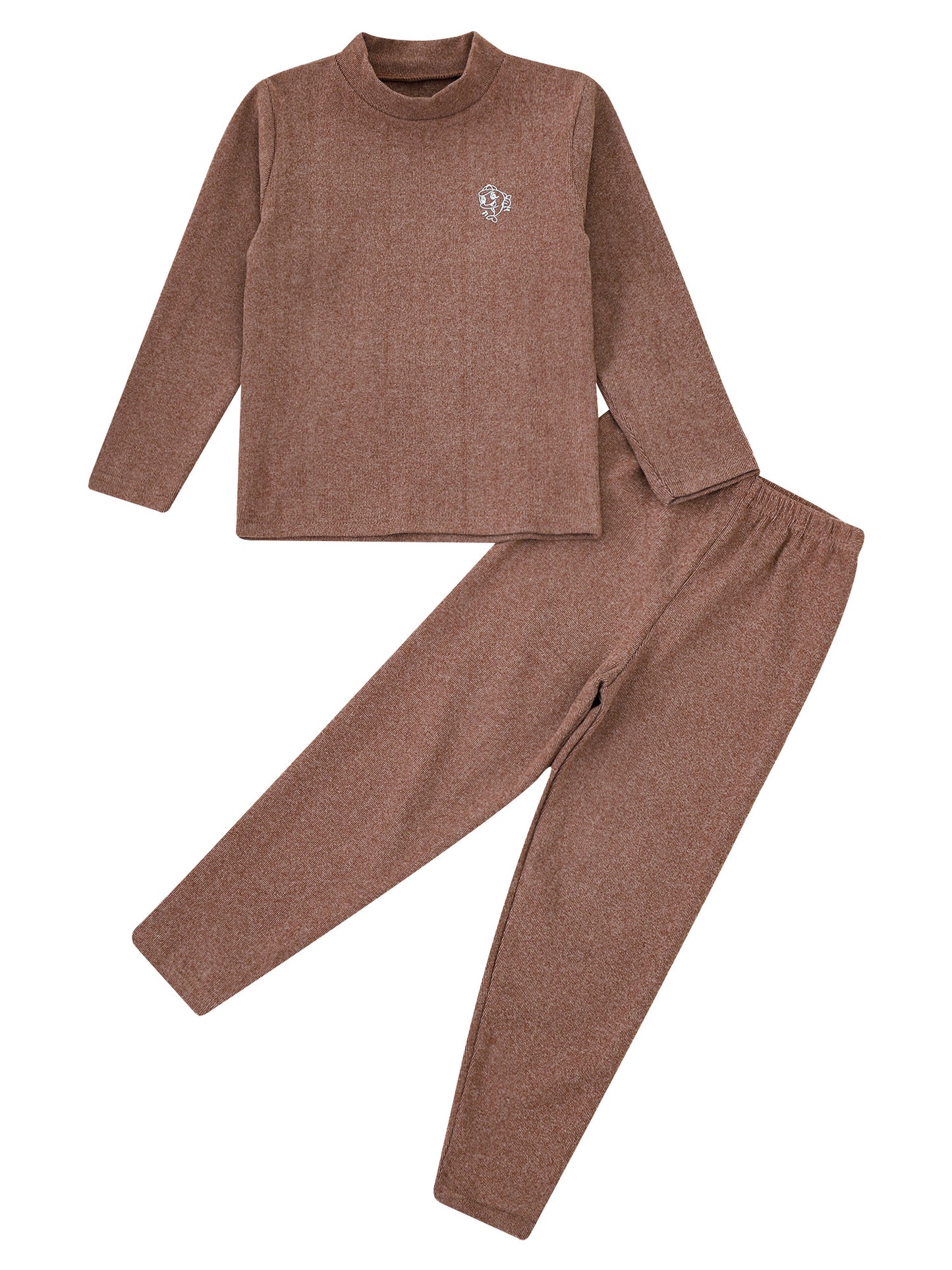 Teen Girls Boys Casual Outfit Sports Sets Turtleneck Long Sleeve Dolphins Print Thermal Top+Pants Warm Basic Underwear Sleepwear