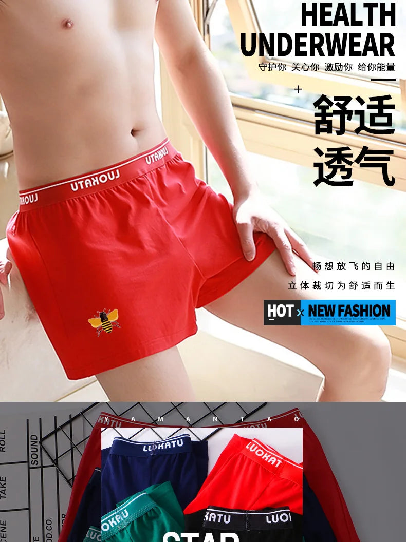 Youth Underwear Cotton Casual Breathable Comfortable Boxer Shorts for Men's Loose Fitting Oversized Aro Pants Boy Home Sleepwear