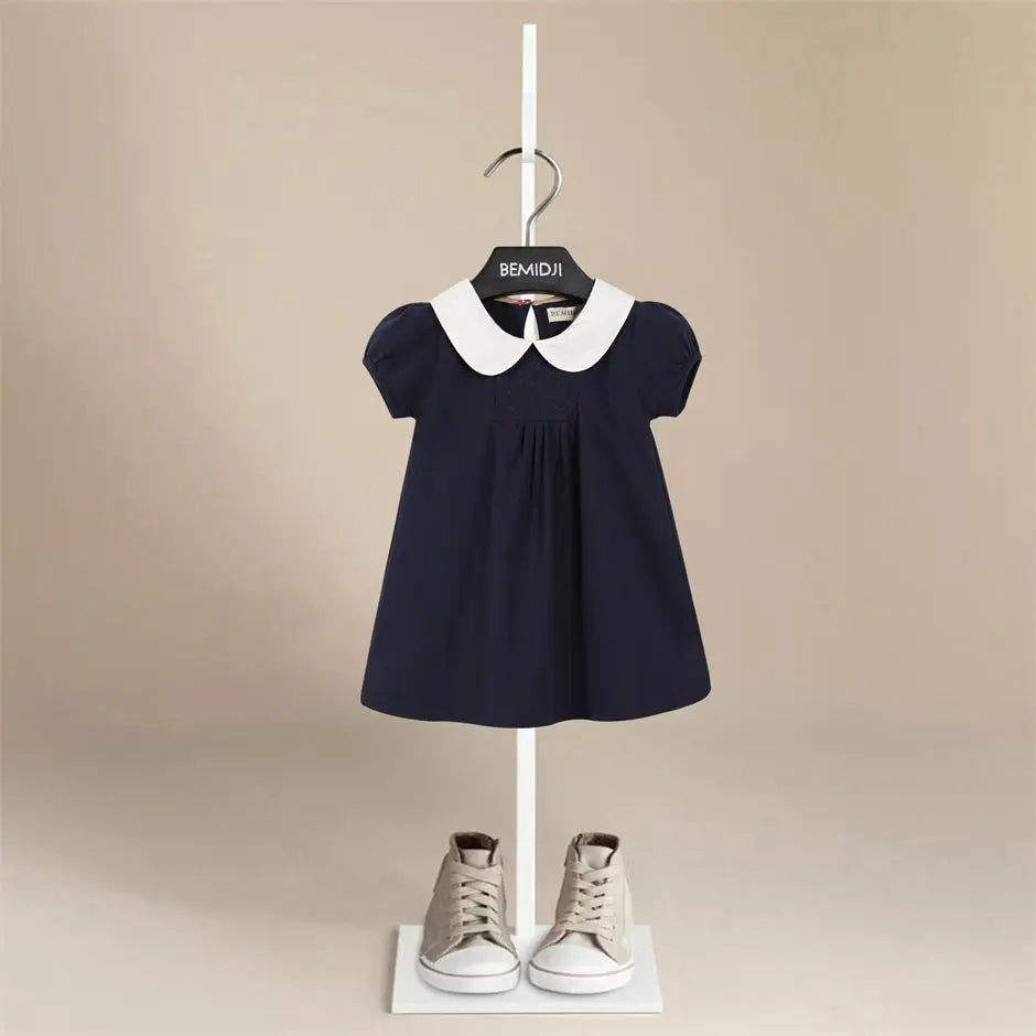 High-End Girls Dress Mori Style Elegant College Style Princess Dress Summer Maillard Girl Short Sleeve Skirt Western Style