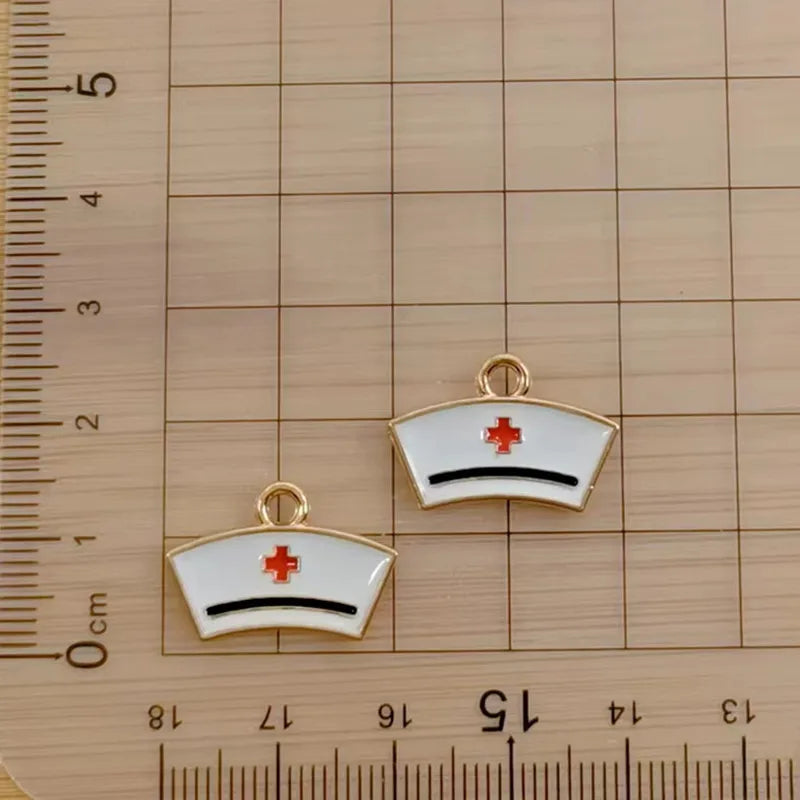 10PCS 5 Styles Doctors Dripping Oil Charm Stethoscope Syringe Nurse Hat Pendant For Bracelet Necklace Jewelry Making Findings
