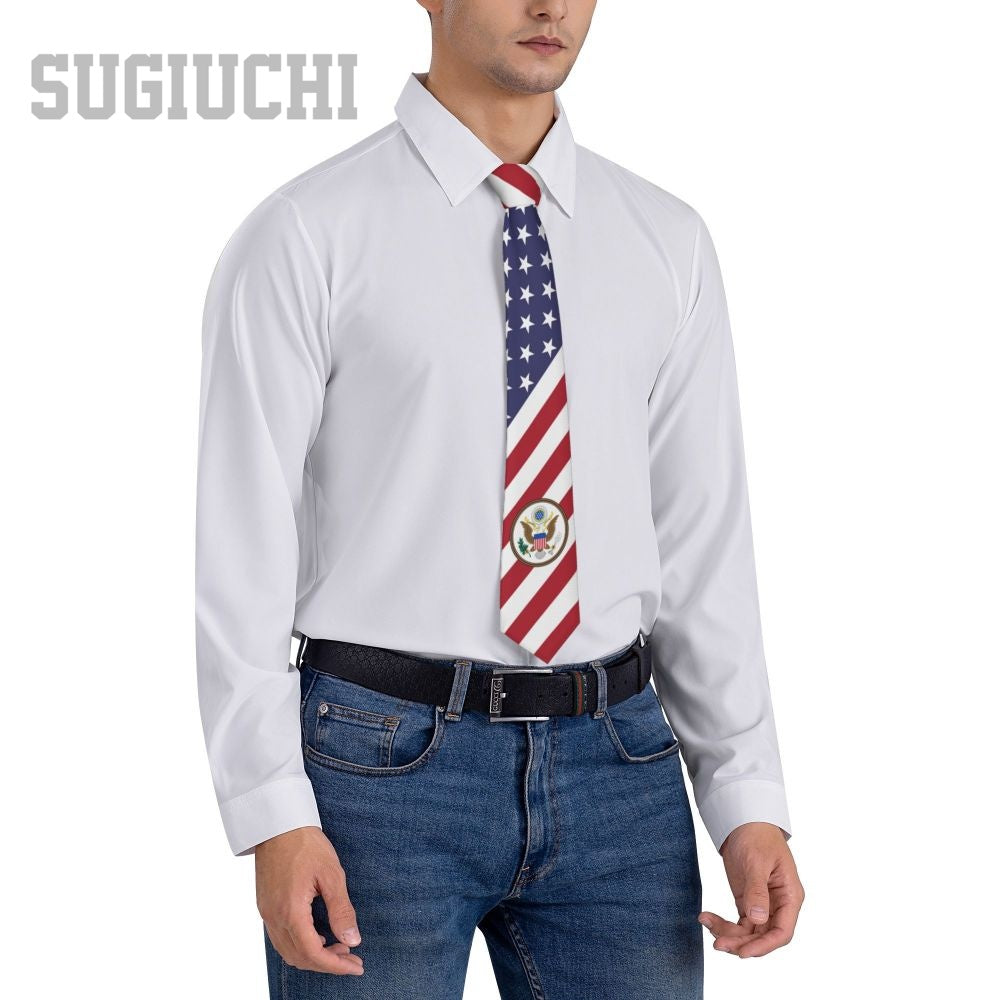 United States USA Flag American Emblem Men Women Neck Ties Casual Plaid Tie Suits Slim Wedding Party Business Necktie Gravatas