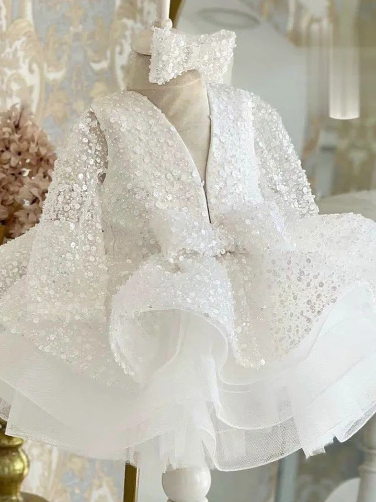 Elegant socialite girl dress sequin birthday dance party gorgeous dress  graduation banquet evening dress  girls clothing