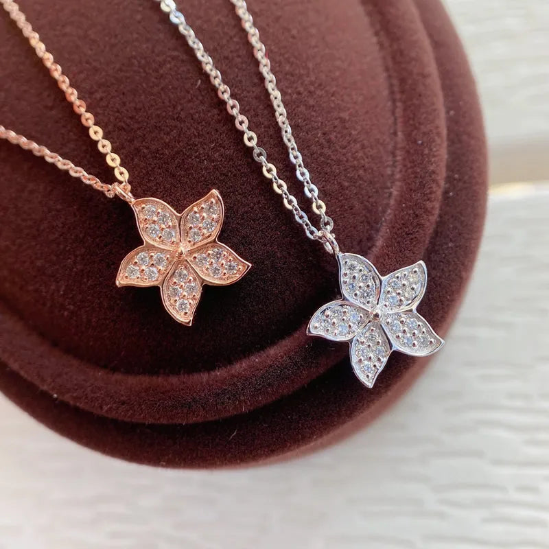 Aazuo Real 18K Pure White Gold Rose Gold Jewelry Real Diamond H SI Originality Sea Star Necklace gifted for Women Wedding Party